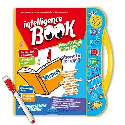 Fun Activities Learning Book, Electronic Intelligent Book with All Learning Materials with Clear Voice with Touch Sensors for Kids | Multi Color and Eraser