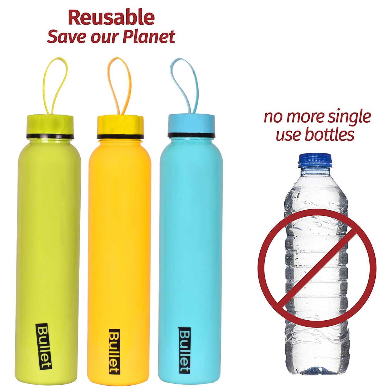 Pack of 6 - Colorful Plastic Water Bottle for Fridge, for Home, Office, Gym & School Boy 1 Liter Bottle, Pieces Set Combo