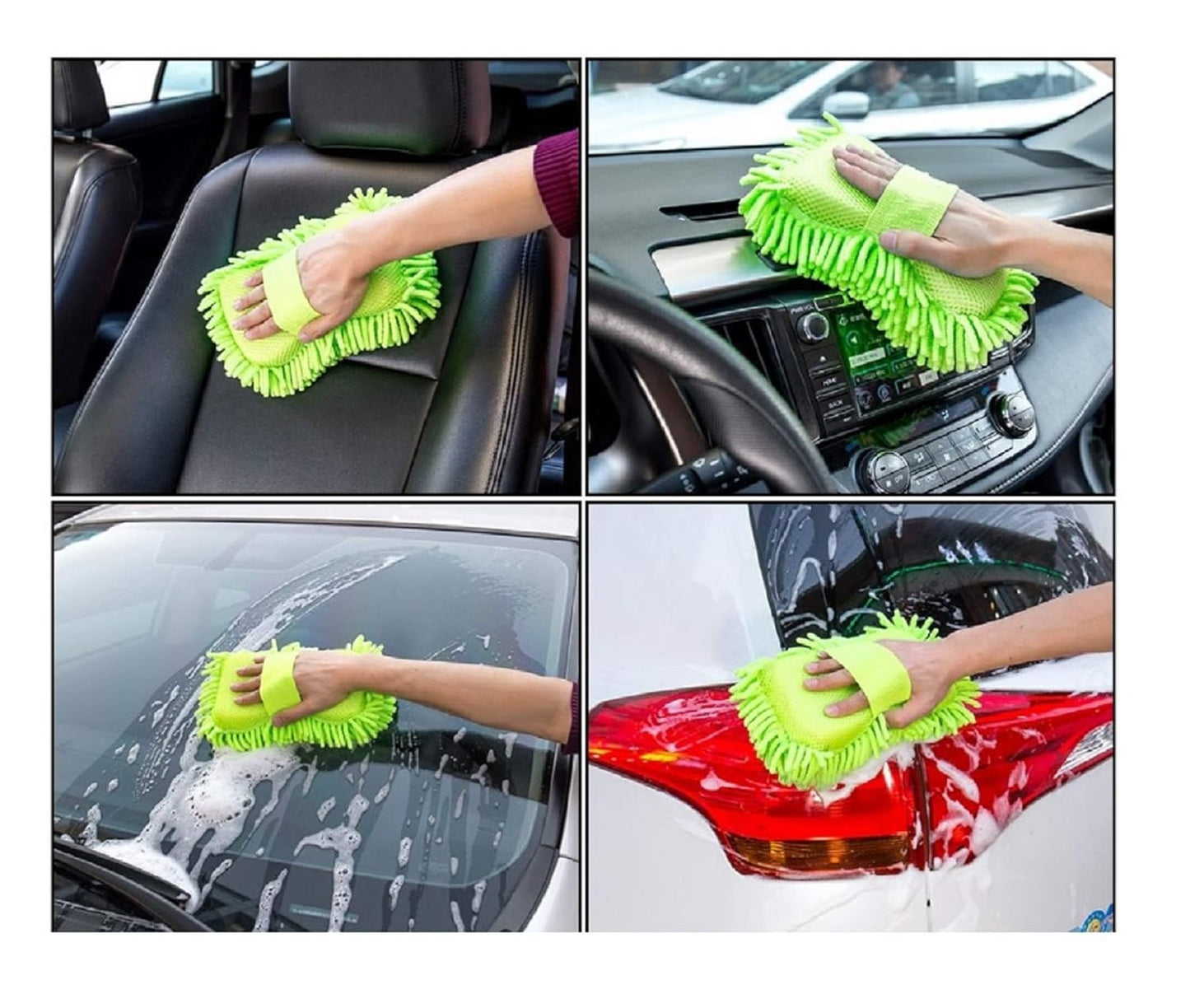 Car Cleaning Combo Pack Microfiber Towel 3 pcs 1 Carpet Brush 1 Washing Scrub Microfiber Gloves full Interior and Exterior Cleaning Kit