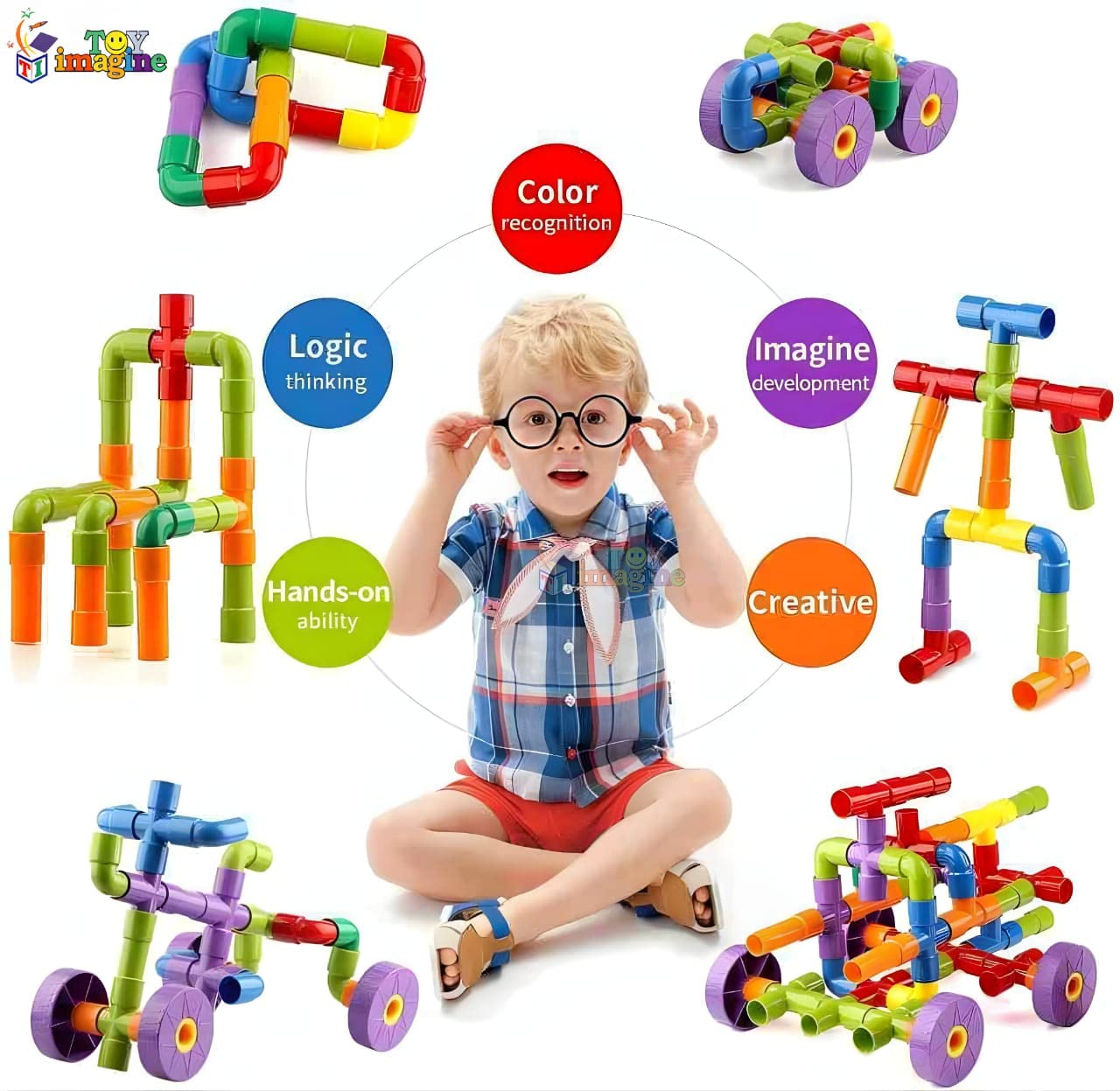 Pipe-Shaped Puzzle Building Blocks