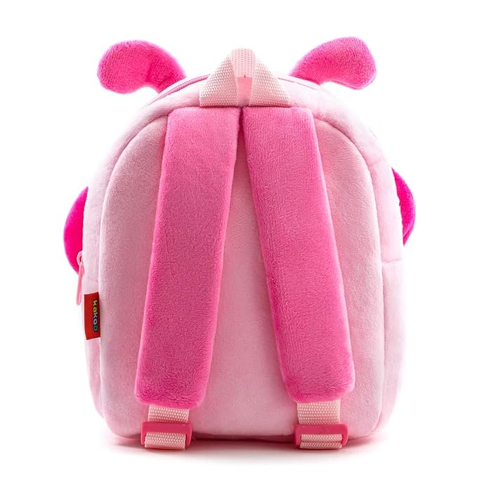 10L Plush Toddler Backpack:Pink Butterfly Cartoon Bag for Kids 