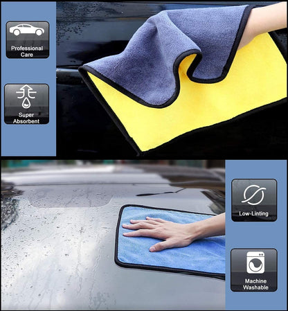 Pack of 4 | Multipurpose double sided Microfiber Car Cleaning Cloth Towel – Extra Soft Microfiber Cloth for Car, Bike, laptop, mobile and steel Cleaning Edging for Scratch-less Drying and Detailing - 600 GSM