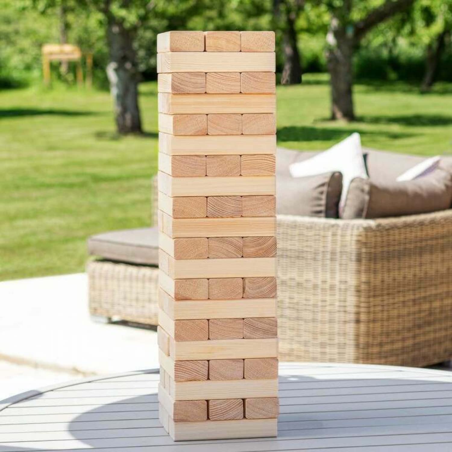 Tumbling Tower Game | 54 Pcs Wooden Building Block, Stacking Game