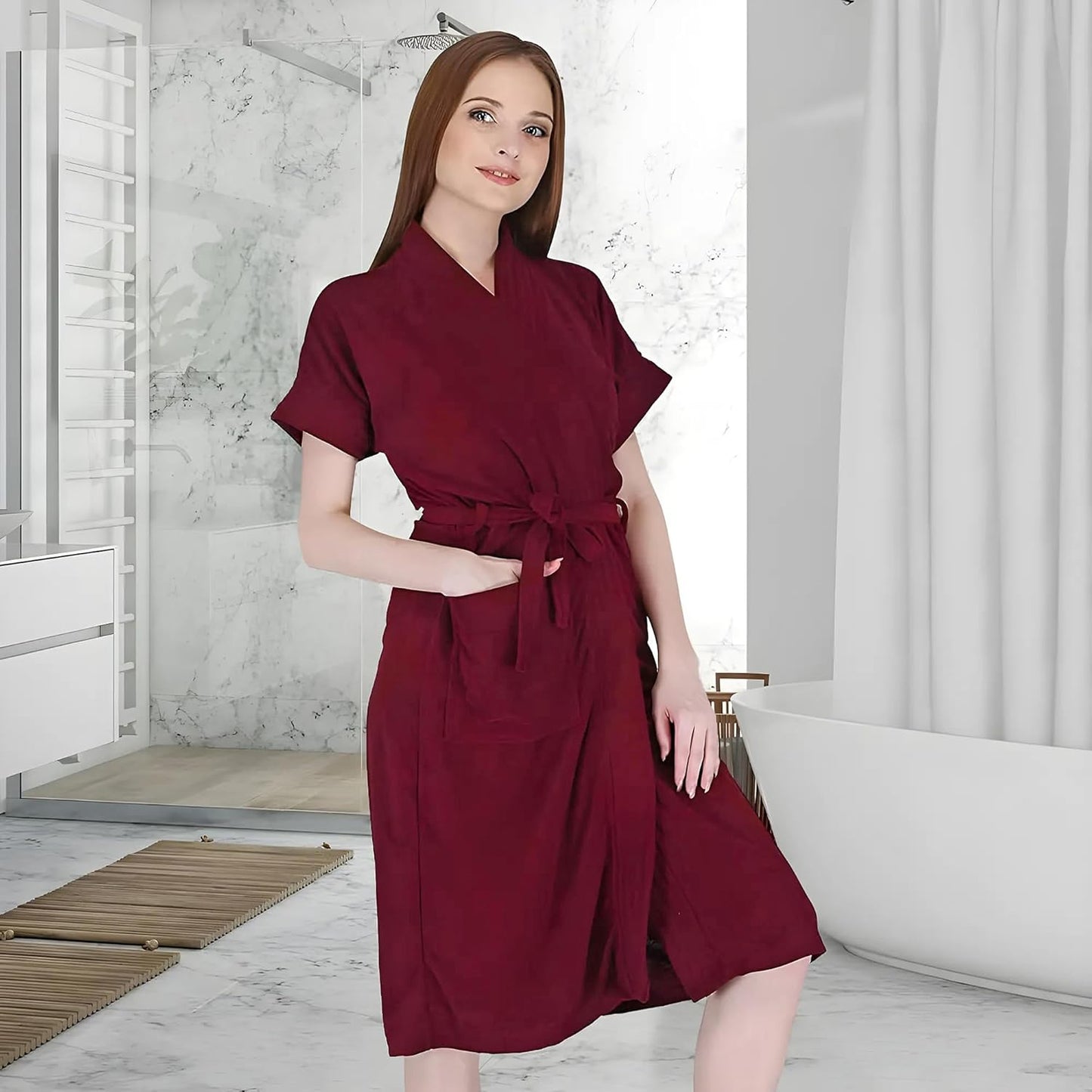 Bathrobe for Women| Soft and Easy to Absorb & Dry| Unisex Bathrobe (Maroon)