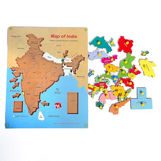 Maps Wooden Puzzle for kids, Multicolour