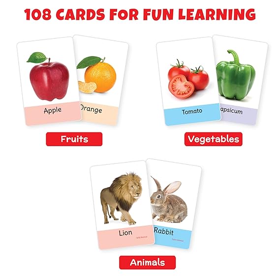 Little Berry My First Flash Cards for Kids (Combo of 3): Fruits, Vegetables and Animals | 108 Cards for Preschoolers & Toddlers 2-6 Years | Learning Guide & Activities Included