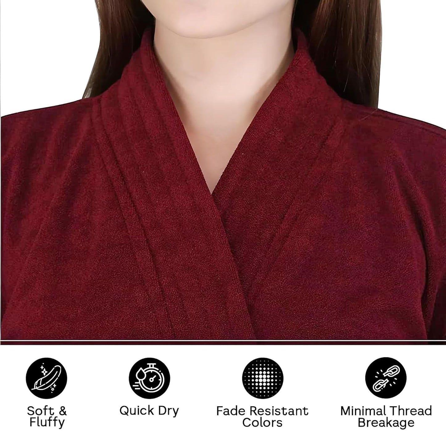 Bathrobe for Women| Soft and Easy to Absorb & Dry| Unisex Bathrobe (Maroon)