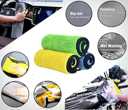 Pack of 4 | Multipurpose double sided Microfiber Car Cleaning Cloth Towel – Extra Soft Microfiber Cloth for Car, Bike, laptop, mobile and steel Cleaning Edging for Scratch-less Drying and Detailing - 600 GSM