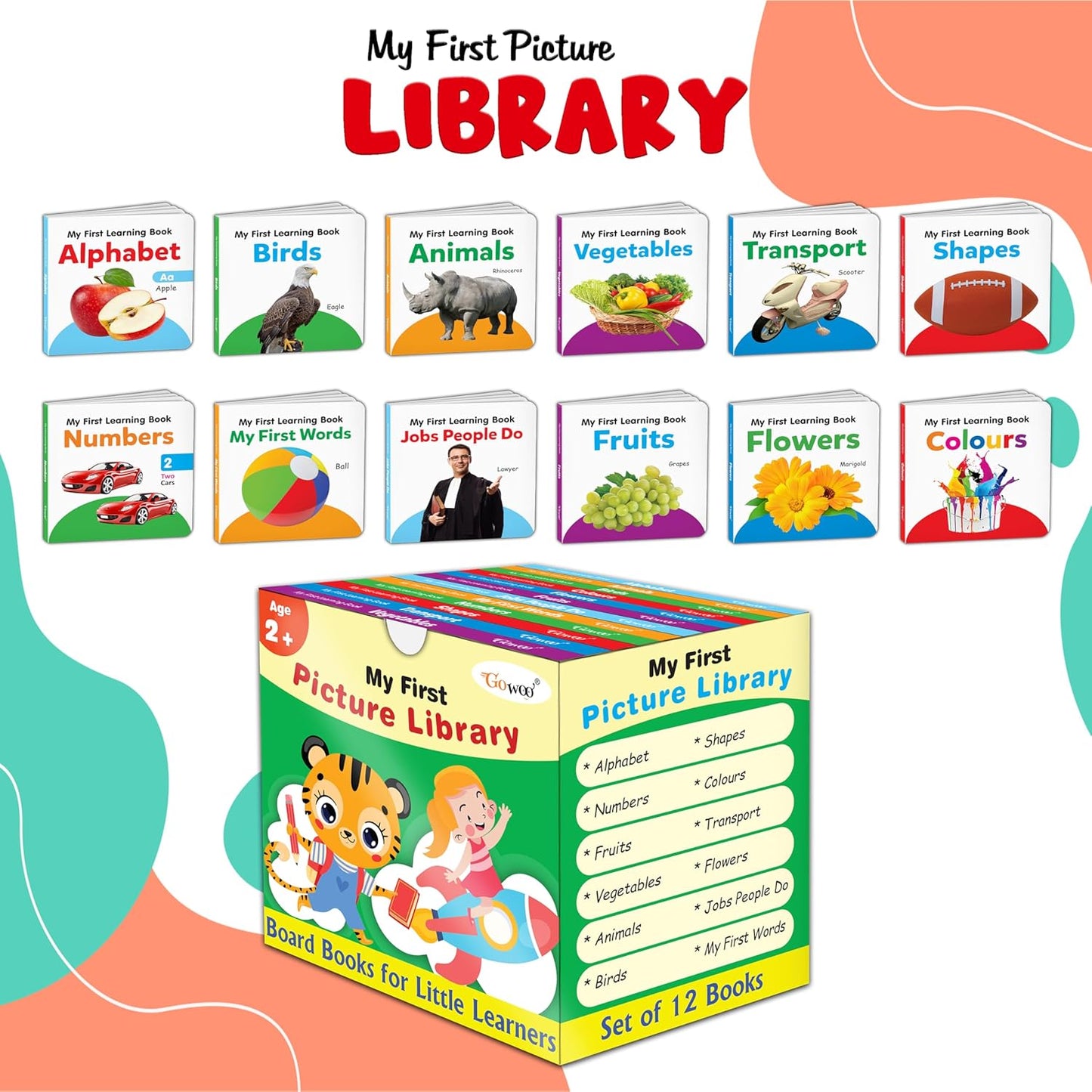 Kid's First Library Box, Learning book for preschoolers, Educational picture books for toddlers Of 12 Board Books