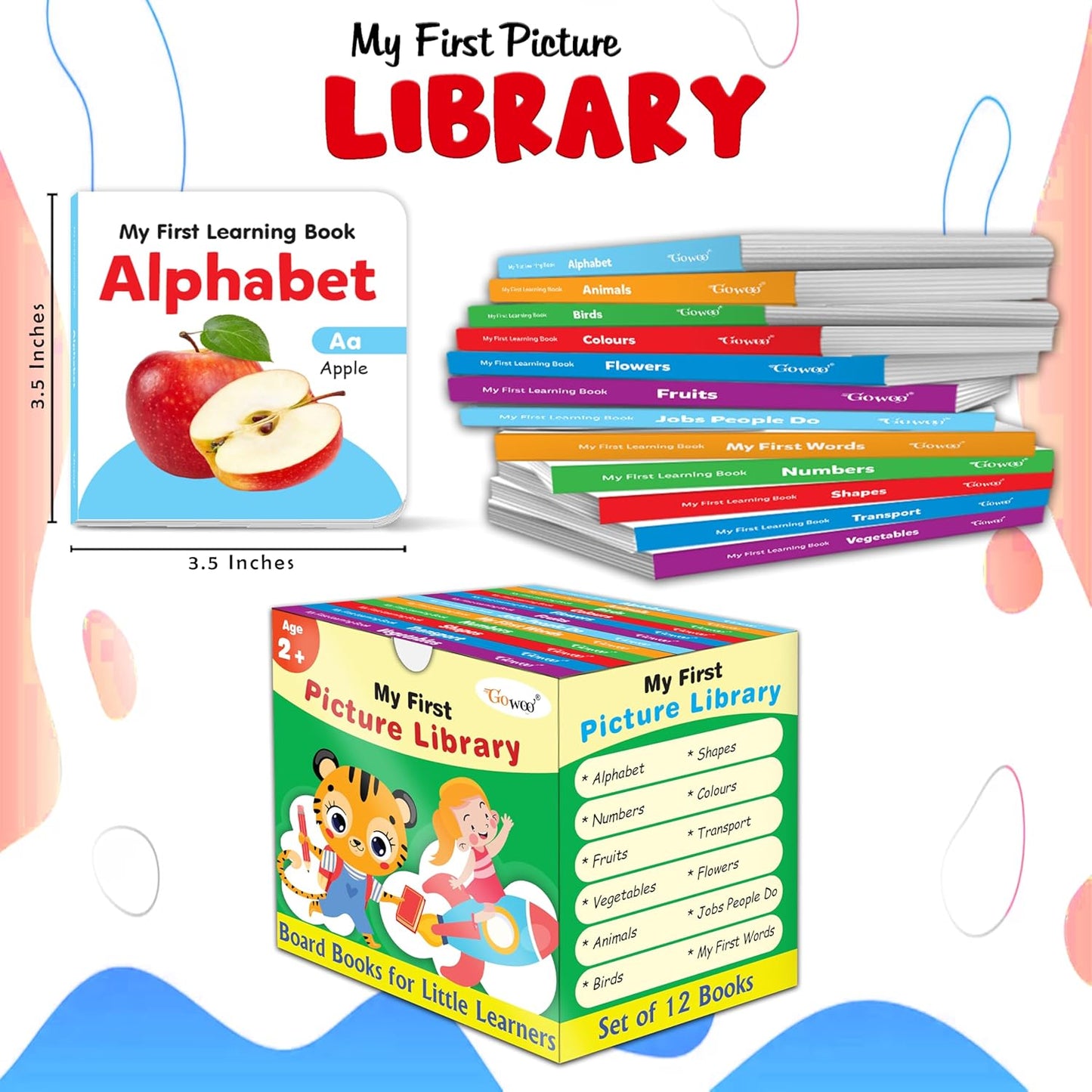 Kid's First Library Box, Learning book for preschoolers, Educational picture books for toddlers Of 12 Board Books