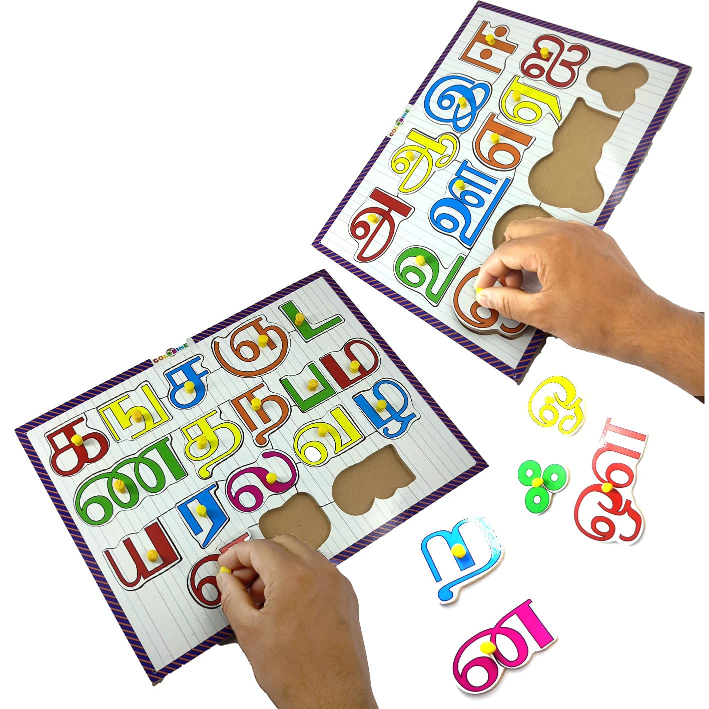 Wooden Tamil Alphabets Tracing & Practice|Multicolour