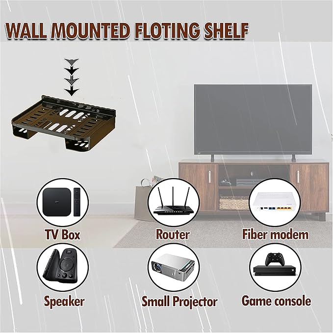 Set Top Box Wall Mount with Double Remote Holder for TV & Accessories