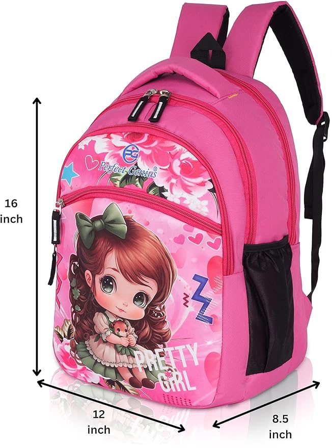 Kids Stylish Junior School Bag Backpacks Cartoon/Boy/Girl/Baby/ (3-9 Years) Waterproof School Bag (Pink, 26 L)