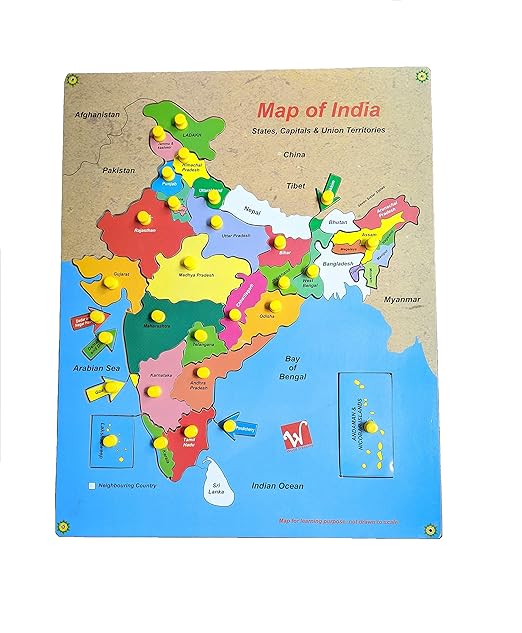 Maps Wooden Puzzle for kids, Multicolour