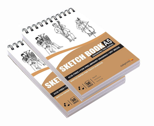 Set of 2 | A5 Spiral-Bound Sketchbooks – 50 Sheets for Artists