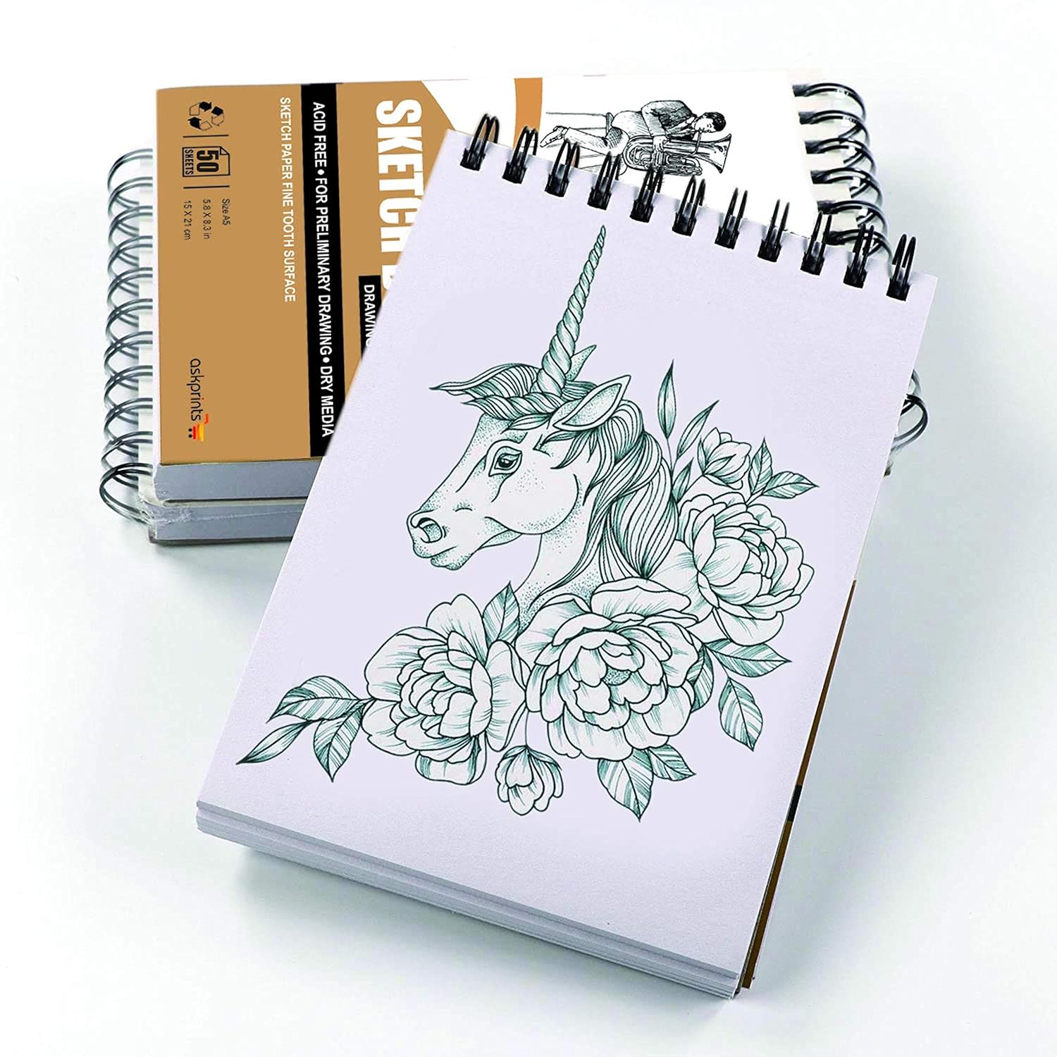 A5 Spiral-Bound Sketchbooks – 50 Sheets for Artists