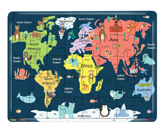 40 Pcs Wooden Jigsaw Puzzle | Learning Educational Toy (World Map)