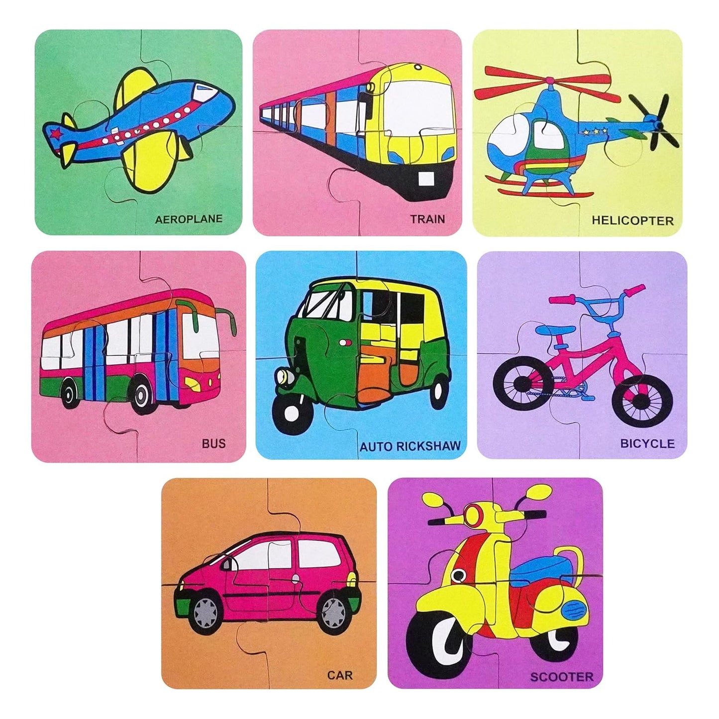 Transport Cards Puzzle for Educational and Learning Purpose| Set of 8 Card Puzzles