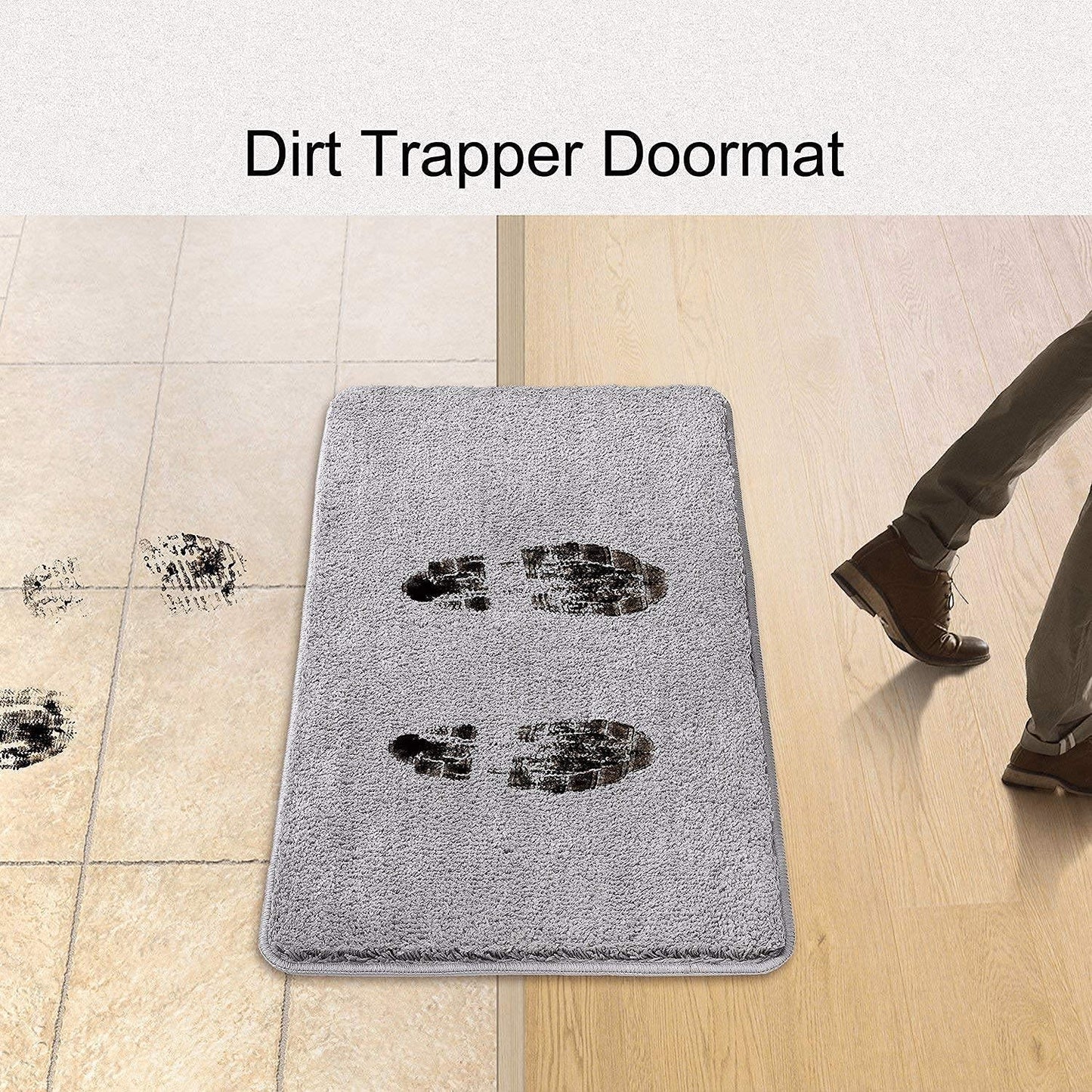 Door Mat in Living Area Bathroom Office Home Kitchen Floor Entrance with Anti Slip Rubber Backing (40x 60 cm, Grey)