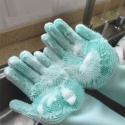 Multipurpose Silicone Scrubbing Hand Gloves (Random Colour)