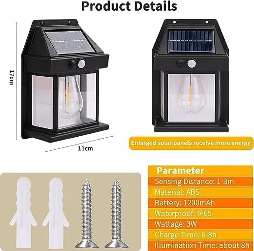 Wireless Motion Sensor Solar Wall | Waterproof Wall Lantern (Pack of 2)