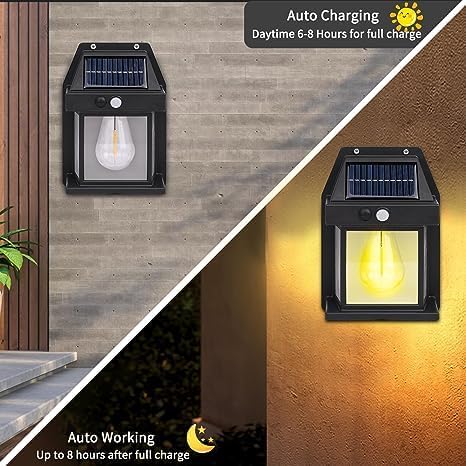 Wireless Motion Sensor Solar Wall | Waterproof Wall Lantern (Pack of 2)