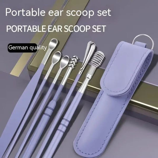 6-in-1 Ear Wax Cleaner- Reusable Ear Cleaning Tools Leather Pouch