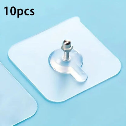 10 Pack Strong Self Adhesive Hooks for Photo Frames | Transparent