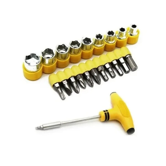 24pcs T Shape Screwdriver Set Batch Head Ratchet Pawl Socket Spanner Hand Tools